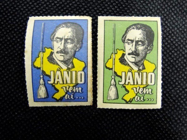 Brasil, lote com 02 cindereas `Jânio vem aí`, propaganda política de Jânio Quadros mostrando a fomos