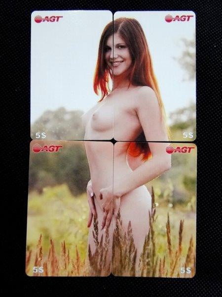Japão, lote com 04 cartões de telefone que em conjunto formam a imagem de nu feminino. Bom estado de