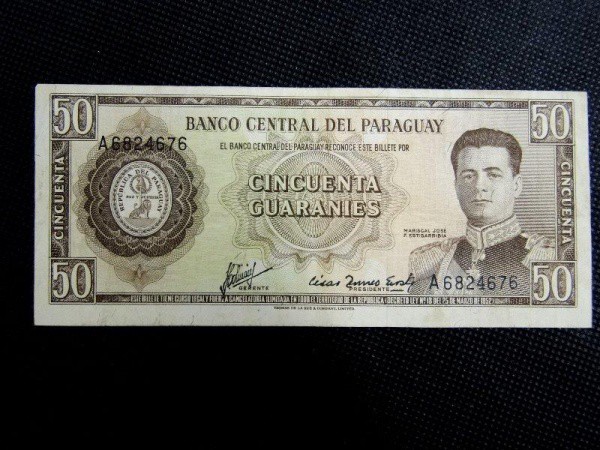 Paraguai, cédula de 80 GUARANIES, déc. 50/60. Muito bem conservada.