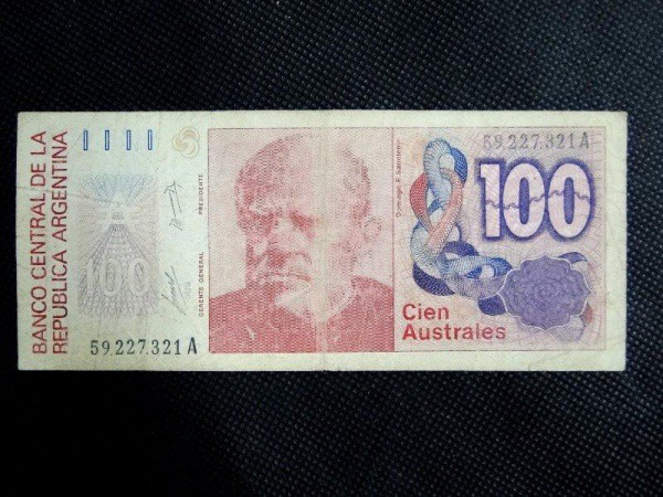 Argentina, cédula de 100 AUSTRALES.