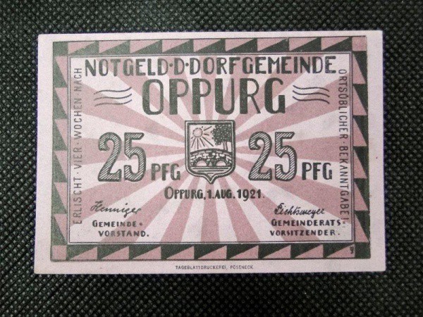 Alemanha, NOTGELD de 25 PFENNIG de 1921. Flor de estampa.