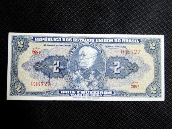 Brasil, cédula de 2CRUZEIROS, autografada. Muito bem conservada/S.