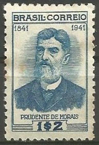 REPÚBLICA VELHA: Selo 1$2 - Efígie de Prudente de Moraes. Terceiro Presidente da República e o p