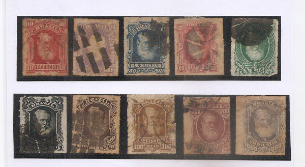 AV5033 - Selos Império - D. Pedro Barba Branca - PERCE - RHM 37 a 46 - Serie completa com carimbo