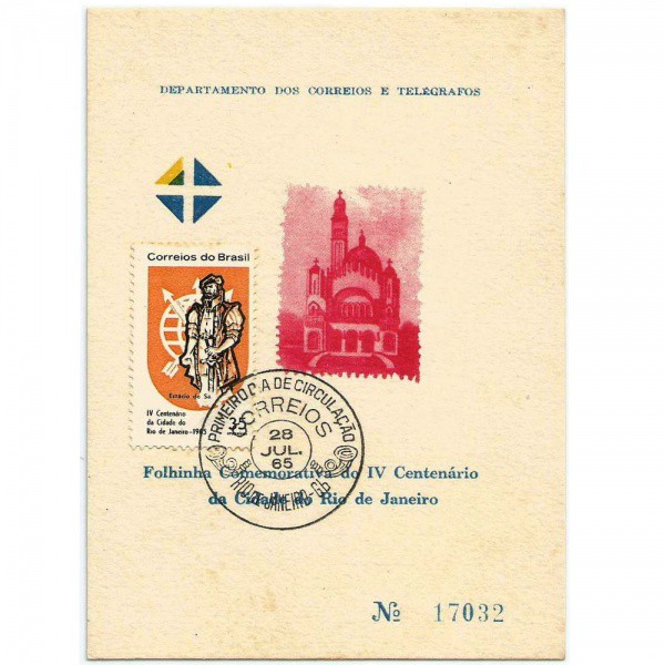 AV9120 - Folhinha Oficial dos Correios - FO-15 - IV Centenario do Rio de Janeiro