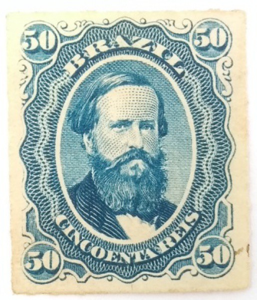 AV9140 - Selo SR032 - NOVO - 50 Reis - Dom Pedro ll - PERCÉ - 1876  - Império