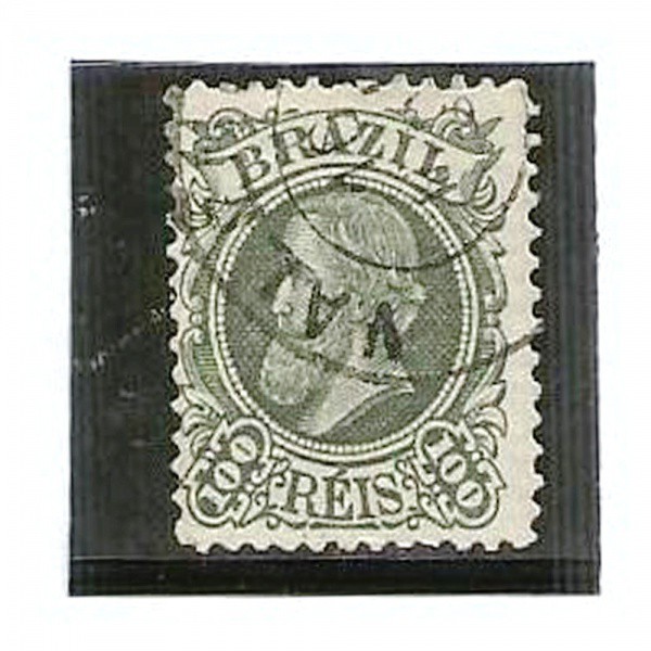 AV9147 - Selo SR049 - Com Carimbo - 100 Reis - Dom Pedro ll - Cabeçá Pequena - 1881 - Império