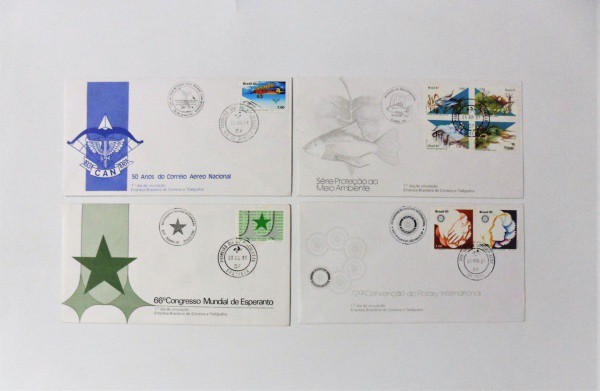 Envelopes (04) Filatélicos de Primeiro Dia: 50 Anos do Correio Aéreo Nacional, 66 Congresso Mundial