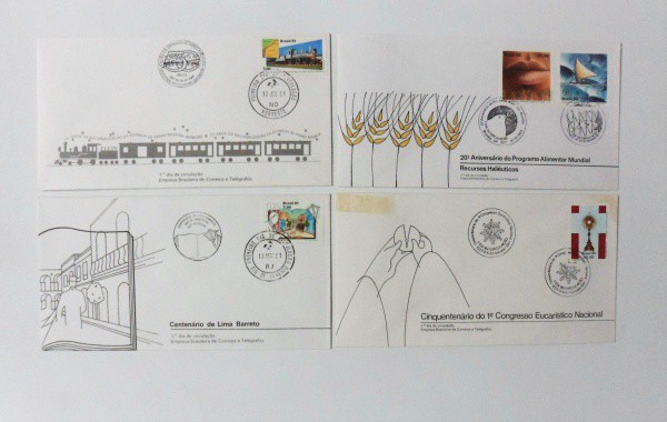 Envelopes (04) Filatélicos de Primeiro Dia: Centenário de Lima Barreto, 50 Anos da Nacionalização da