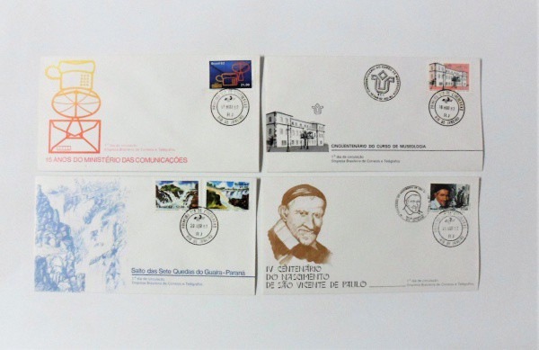Envelopes (04) Filatélicos de Primeiro Dia: Cinquentenário do Curso de Museologia, 15 Anos do Minist