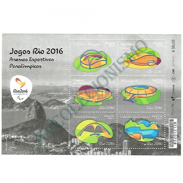AV9456 - Bloco Jogos Rio 2016 - Arenas Esportivas Paralímpicas - 2016 - MINT
