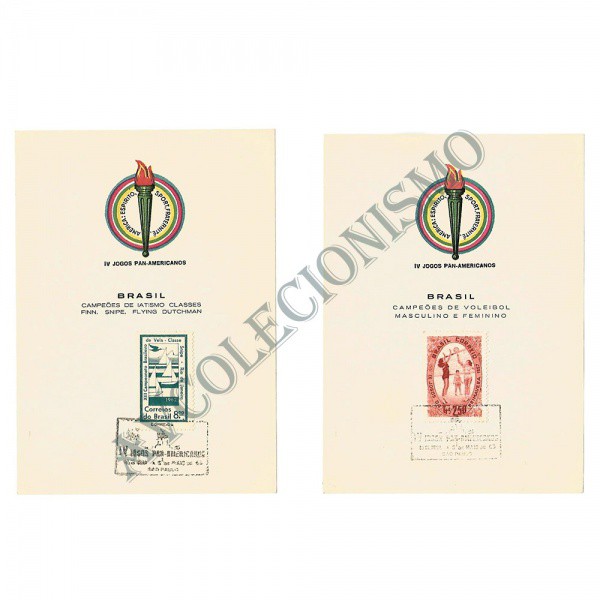 AV9506 - 2 Folhinhas - Jogos Panamericanos - 1963 - BRASIL - Campeões