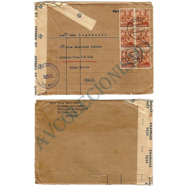 AV9511 - Envelope circulado - ALEMANHA-BRASIL - Censurado - 1947