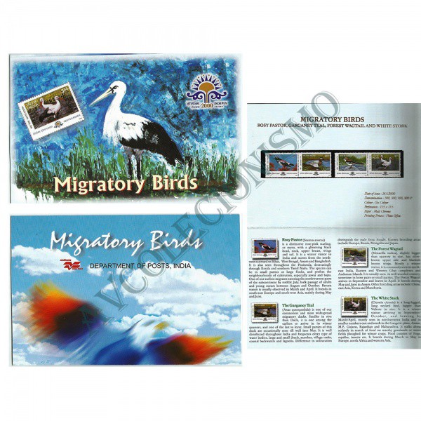 AV9546 - India - INDEPEX - 2000 - Aves migratórias - Máximo com 4 selos