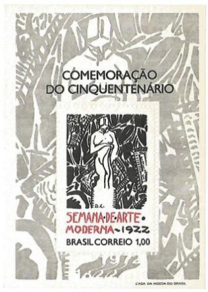 AV9845 - Bloco - B031 - 50 Anos - Semana de Arte Moderna - MINT