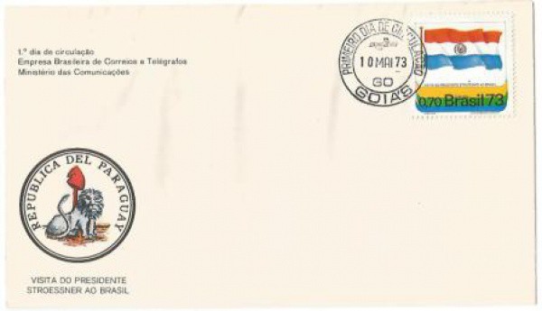 AV9870 - Envelope com carimbo de 1º Dia de Circulação - Visita do Presidente Stroessner do Paraguay