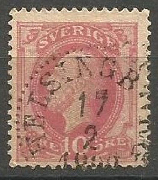 Filatelia: Selo Clássico Sueco, 1899. Efígie do Rei Oscar II. Muito bem conservado.