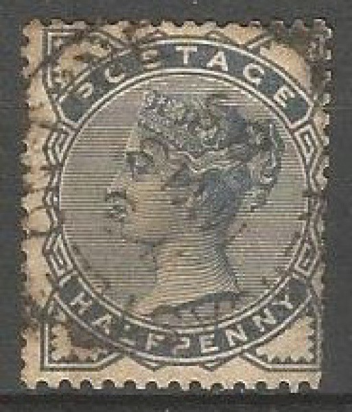 Filatelia: Selo Clássico do Império Britânico Rainha Vitória Half Penny, 1885. Muito bem conservado.