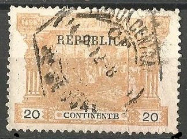 Filatelia: Selo Clássico Português. Sobrecarga República. Muito bem conservado.