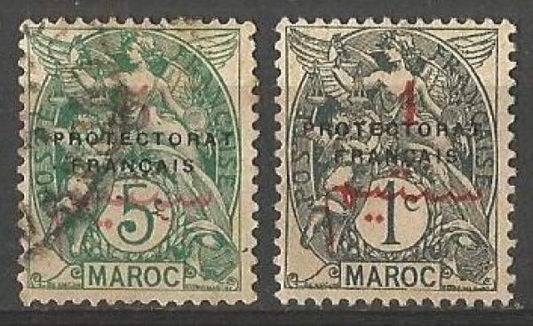 Protetorado Frances - (2) Selos Clássicos do Marrocos. Muito bem conservados.