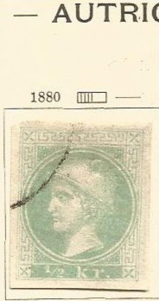 Filatelia: Selo Clássico do Império Austro-Húngaro, 1880. Muito bem conservado.