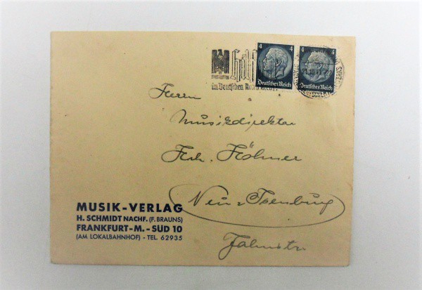 Filatelia: Envelope filatélico "Musik - Verlag", da Alemanha Nazista, datado de 1941 (Períod