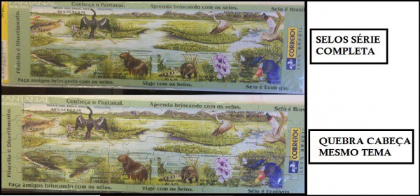BRASIL - CORREIOS - CARTELA COM OS SELOS ADESIVOS DA SÉRIE CONHEÇA O PANTANAL - E NO VERSO UM JOGO C