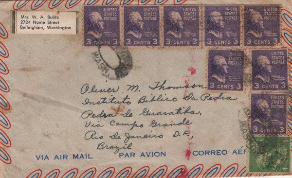 Filatelia: Envelope circulado e com selo - 1958. Muito bem conservado