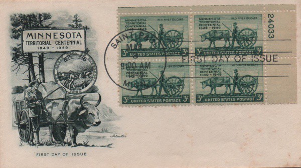 Filatelia: Envelope Comemorativo Centenário territorial de Minnesota. Muito bem conservado