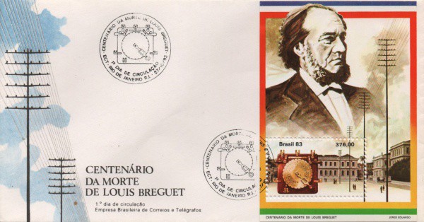 Filatelia: Envelope Comemorativo do Centenário da Morte de Louis Breguet. Muito bem conservado