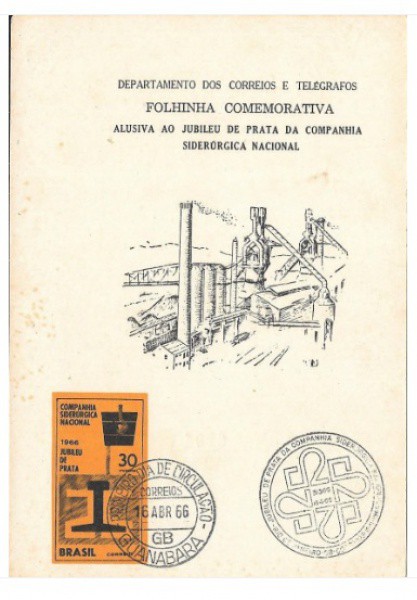 Filatelia: BRASIL FOLHINHA COMEMORATIVA ANO 1966 COM CARIMBO DUPLO ALUSIVA AO JUBILEU DE PRATA DA CO