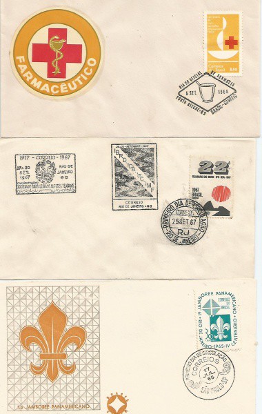 Lote 13  BRASIL  3 Belos Envelopes c/carimbos de1º Dia