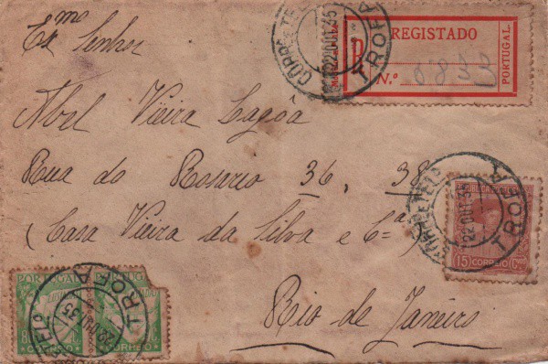 Filatelia: Antigo envelope com selo e circulado - 1935. Muito bem conservado