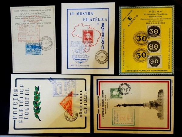 Brasil, lote com 5 folinhas particulares da déc. 40 diferentes.