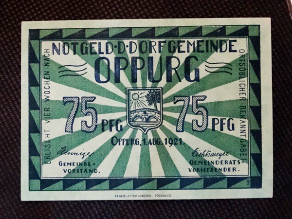 Alemanha, NOTGELD de 75 PFENNIG de 1921. Flor de estampa.
