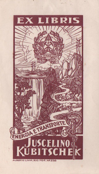 Filatelia: Folhinha Ex Libris - Energia e Transporte - Juscelino Kubitschek - 1954. Muito bem conser