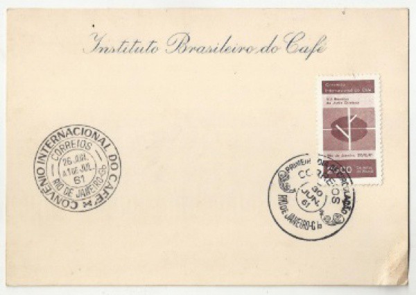 Filatelia: Instituto Brasileiro do Café - 1961 - Rio de Janeiro. Conserva selo e carimbos. MBC