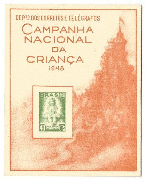 Filatelia: Folhinha Comemorativa Campanha Nacional da Criança - 1948. MBC.