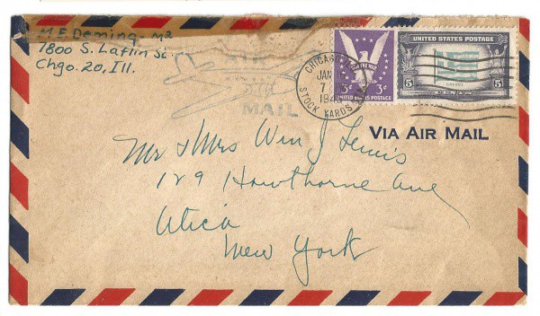 II GUERRA: Envelope A.P.O. Via Aérea circulado em 1945. Bem conservado.
