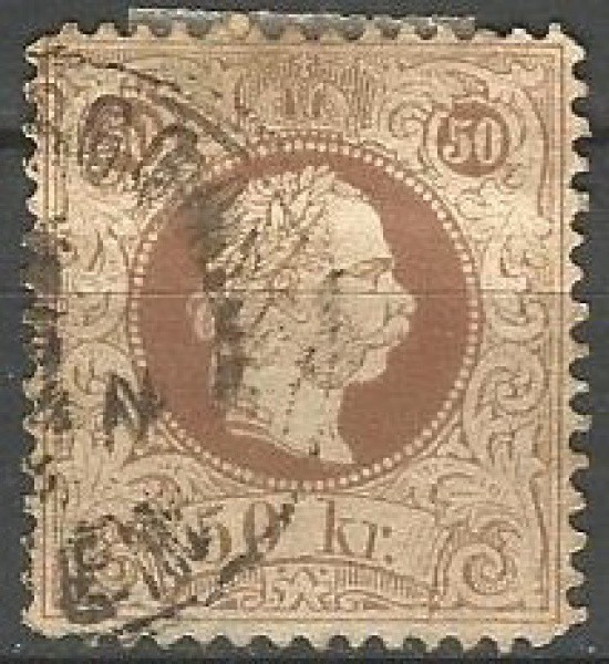 Filatelia: Selo Clássico do Império Austro-Húngaro. Efígie do Imperador Francisco José I. Muito bem
