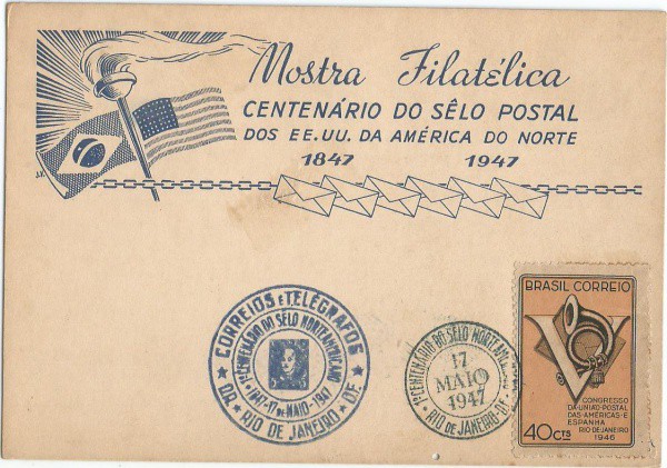 Filatelia: Centenário do Selo Postal,Circulado em 1947.MBC