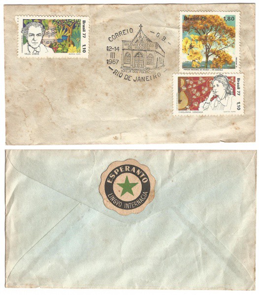 Envelope comemorativo do Milênio Cristão da Polônia, 1967. Preserva cinderela da língua artificial E