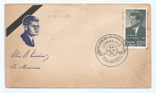 Filatelia: Envelope Comemorativo In Memoriam John F. Kennedy. Circulado em 1964. MBC