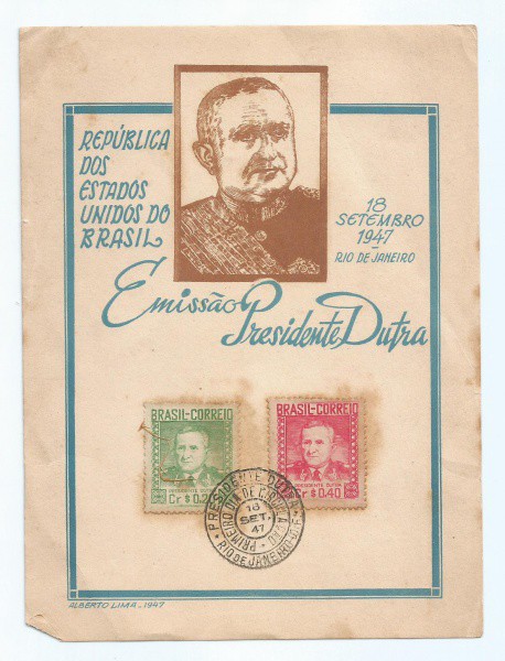 Filatelia: Folinha Comemorativa Emissão Presidente Dutra. República dos Estados Unidos do Brasil, 19