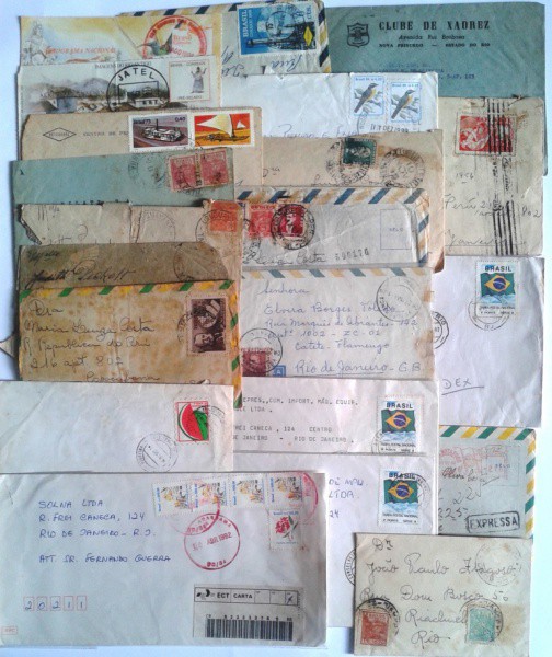 Lote c/ 18 envelopes Brasil circulados anos 70. Preservam selos e carimbos. Excelente estado de cons