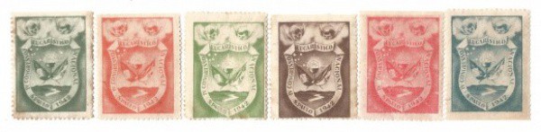 Filatelia: Conjunto de (6) Cinderelas do IV Congresso Eucarístico Nacional - 1942. MBC.