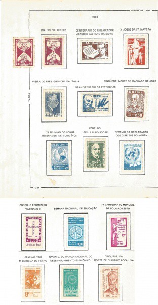 Filatelia: (16) Selos Novos Comemorativos Brasileiro, Anos 50. Ótimo estado de conservação.