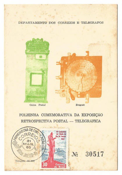 Filatelia: Folhinha Comemorativa da Exposição Retrospectiva Postal - Telegráfica - Rio de Janeiro -