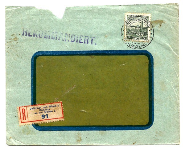 História postal: Envelope circulado da Checoslováquia para o Brasil, carimbos Pelotas e Rio Grande,