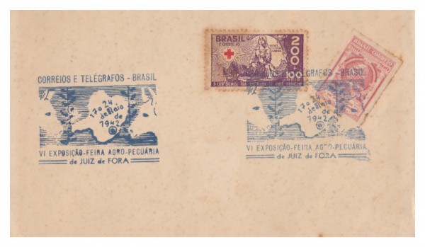 Filatelia: Envelope comemorativo da VI Exposição-Feira Agro-Pecuária de Juiz de Fora, Maio de 1942.